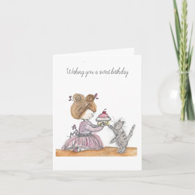 Carte d'anniversaire Ballerina pour petite fille (Devant)
