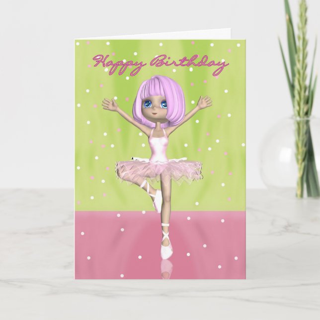 Carte d'anniversaire Ballet - Ballerina mignonne (Devant)