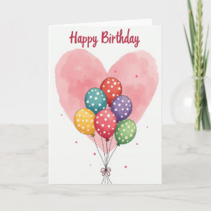 Carte d'anniversaire Ballon Cœur Doux