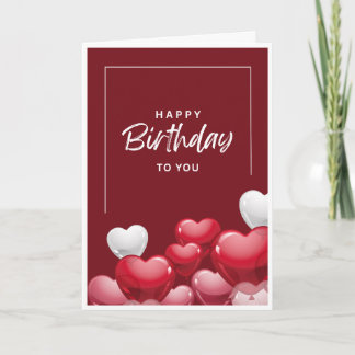 Carte d'anniversaire — Ballons en forme de cœur ro