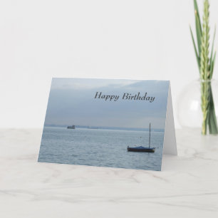Carte d'anniversaire bateau et port