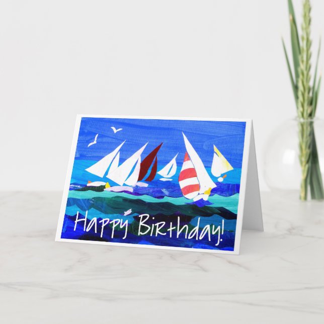 Carte d'anniversaire "Bateaux à voile" (Devant)