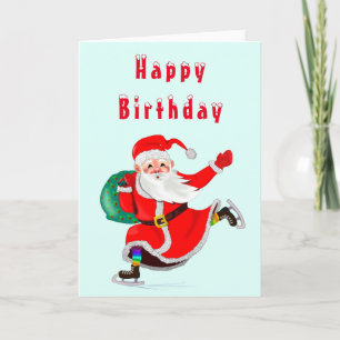 Carte d'anniversaire bébé Père Noël avec cadeau po