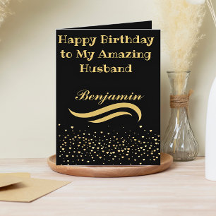 Carte d'anniversaire Black and Gold Husthday moder
