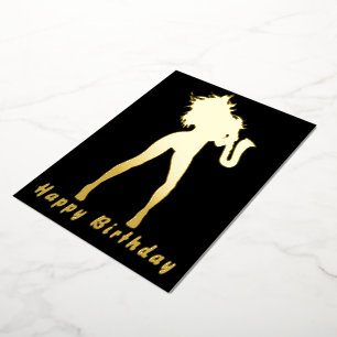 Carte d'anniversaire Black Gold Foil avec Saxo Mus