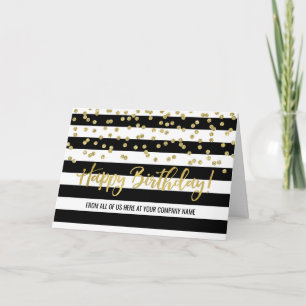 Carte d'anniversaire Black Gold Stripes Business G