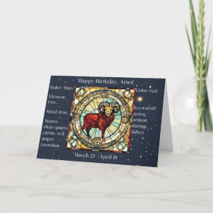 Carte d'anniversaire blanche Aries