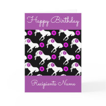 Carte d'anniversaire blanche de poneys - carte