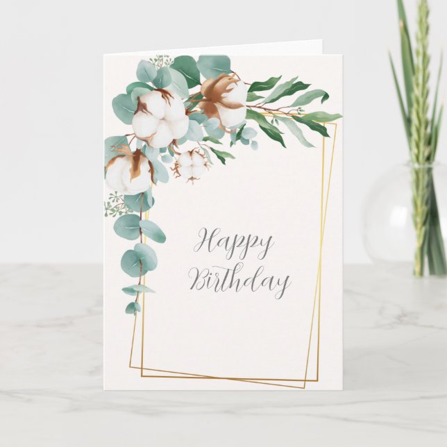Carte d'anniversaire blanche Floral heureux (Devant)