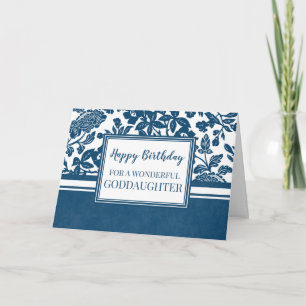 Carte d'anniversaire bleu floral godgirl