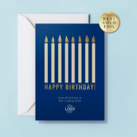 Carte d'anniversaire Bleu Or Entreprise Bougies Lo