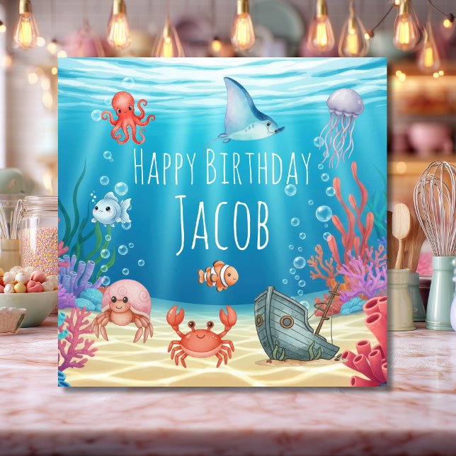 Carte d'anniversaire Bleu sous la mer (Créateur téléchargé)