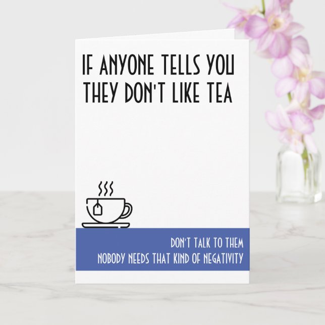 Carte d'anniversaire bleu standard de Tea Lover (Orchidée)