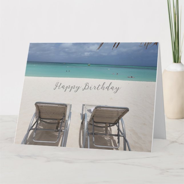 Carte d'anniversaire Blue Beach et Sand Blank (Devant)