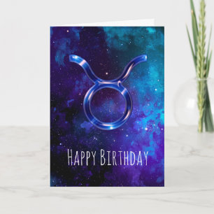 Carte d'anniversaire Blue Space Taurus