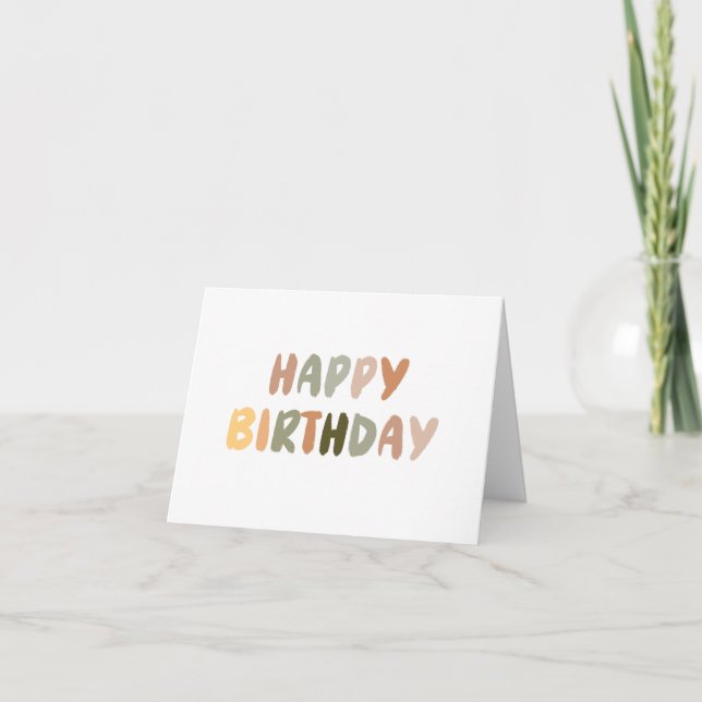 Carte d'anniversaire Boho Rainbow manuscrite joyeu (Devant)