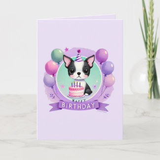 Carte d'anniversaire Boston Terrier - BT noir