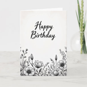 Carte d'anniversaire botanique raffinée