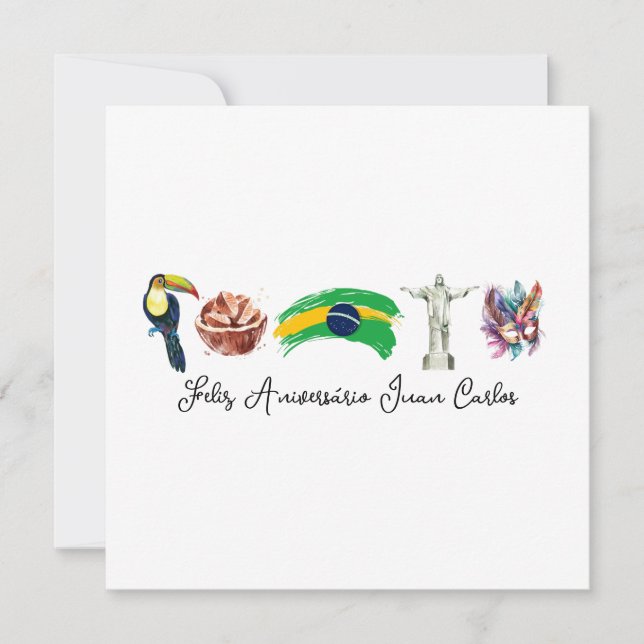 Carte d'anniversaire brésilienne heureuse, Feliz A (Devant)