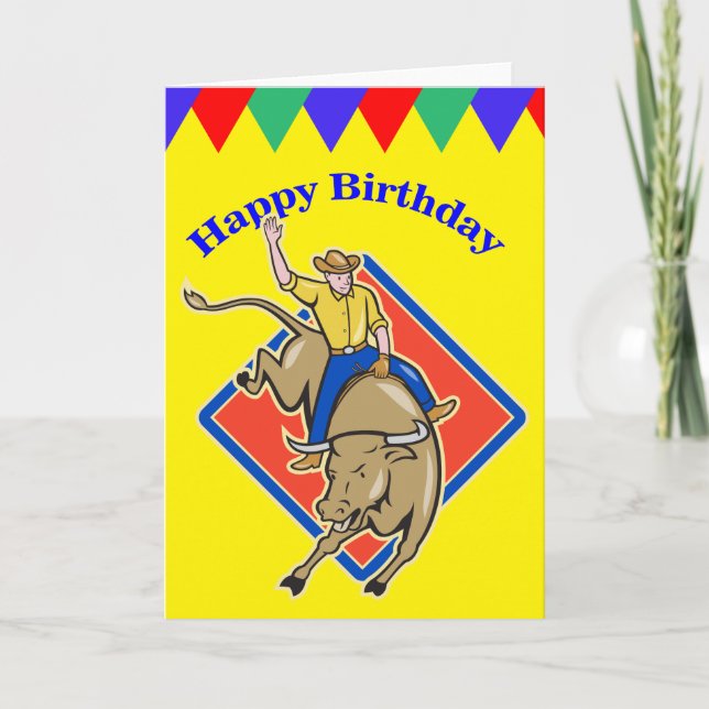 Carte d'anniversaire Bull Rider Cowboy (Devant)