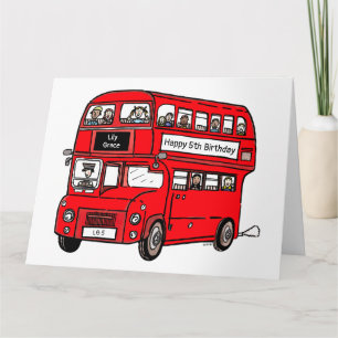 Carte d'anniversaire Bus Rouge à Impériale de Lond