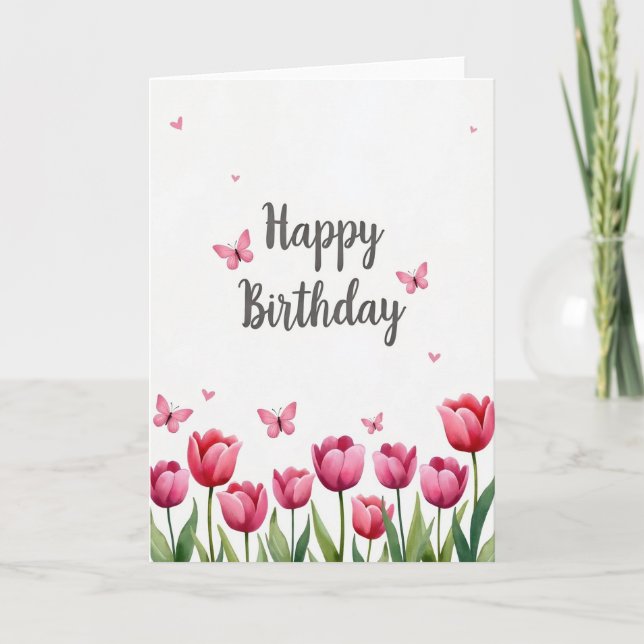 Carte d'anniversaire Butterfly Script (Devant)