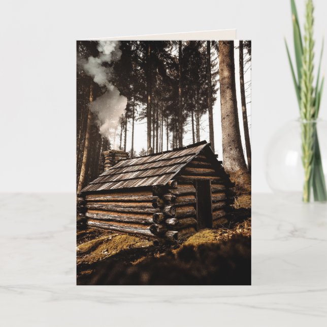 CARTE D'ANNIVERSAIRE CABANE EN BOIS, INSPIRANT LA  (Devant)