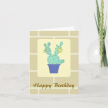 Carte d'anniversaire Cactus en papier et Briques d