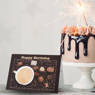 Carte d'anniversaire café et chocolat joyeux