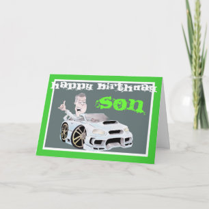 Carte d'anniversaire CAR TOON SON
