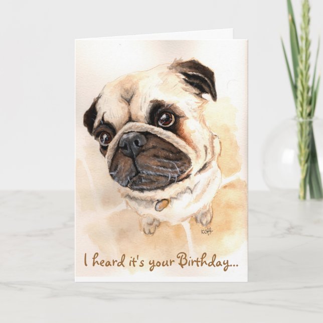Carte d'anniversaire carlin (Devant)