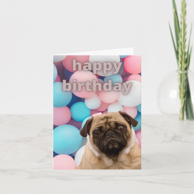Carte d'anniversaire carlin (Devant)