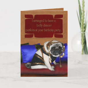 Carte d'anniversaire - carlin danseuse du ventre