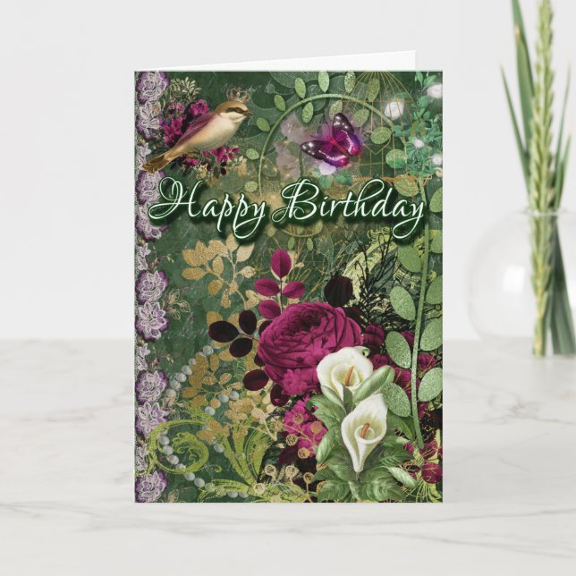 Carte d'anniversaire. Carte vintage victorienne. (Devant)