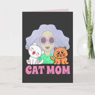 CARTE D'ANNIVERSAIRE CAT MOM ART ADAPTÉE À LA FRAM