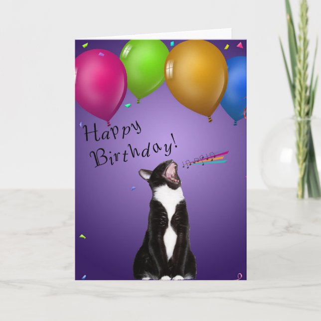 Carte d'anniversaire chantante Kitty (Devant)