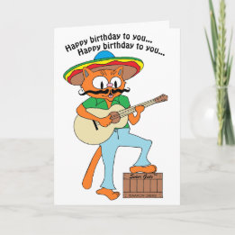 Carte d'anniversaire Chanteuse Dessin Animé Fiesta