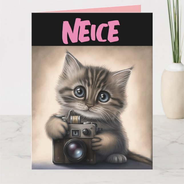 CARTE D'ANNIVERSAIRE CHAT MIGNON NIÈCE CARTES (Devant)