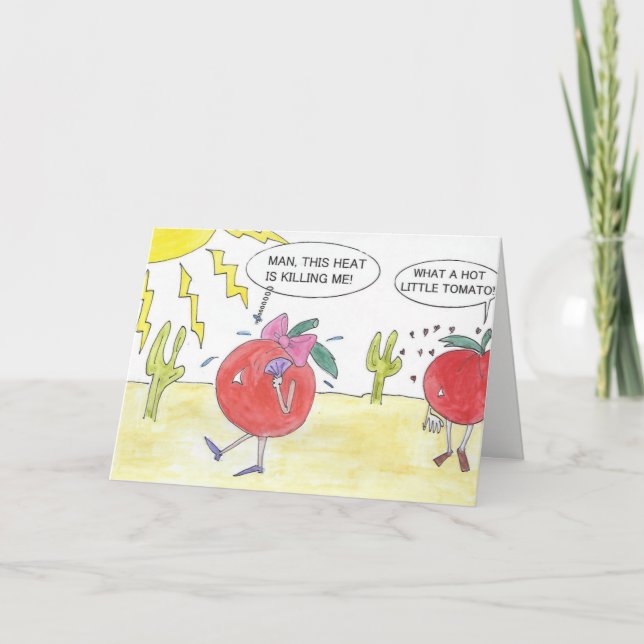 CARTE D'ANNIVERSAIRE CHAUDE DE TOMATE (Devant)