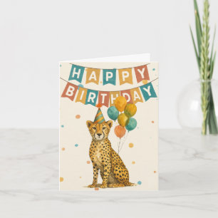 Carte d'anniversaire Cheetah - Fun Animal Party De