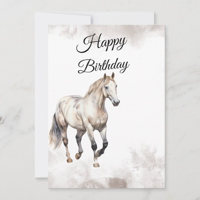 Carte d'anniversaire Cheval à l'aquarelle (Devant)
