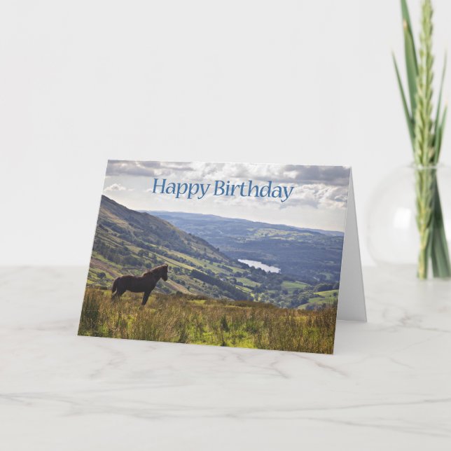 Carte d'anniversaire cheval et paysage (Devant)