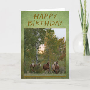 Carte d'anniversaire "Chevaux courant"