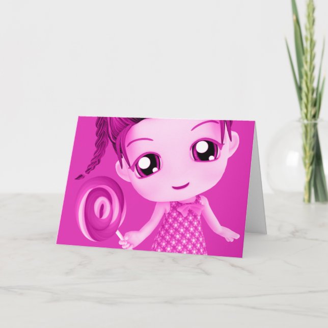 Carte d'anniversaire Chibi Pink (Devant)