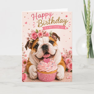 CARTE D'ANNIVERSAIRE CHIEN ANGLAIS BOULEDOGUE MIGN