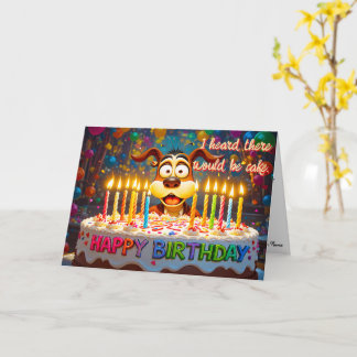 Carte d'anniversaire Chien Gâteau Mignonne Chaotiq