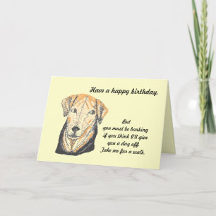 Carte d'anniversaire, chien mignon et drôle avec b