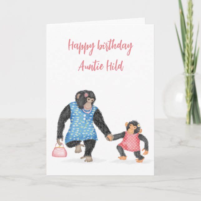 Carte d'anniversaire chimpanzée mignonne pour tant (Devant)