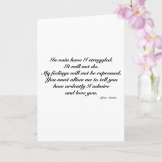 Carte d'anniversaire, citation romantique de Jane