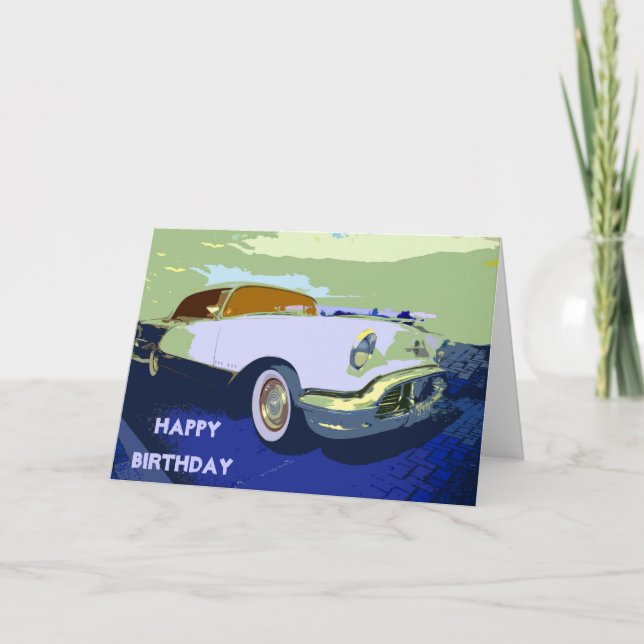 Carte d'anniversaire classique pour voiture améric (Devant)